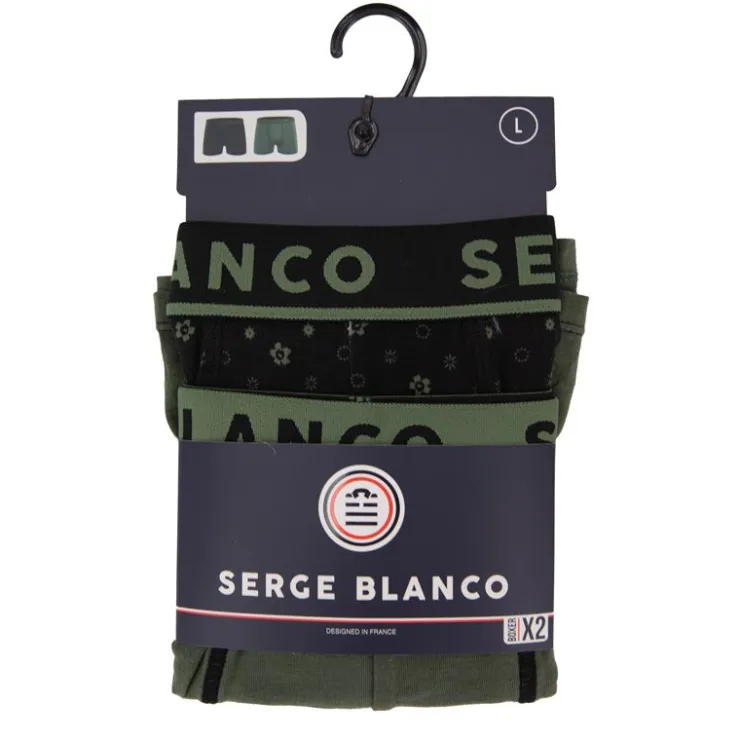 SERGE BLANCO Lot de 2 boxers nuances de coton Homme KAKI Discount