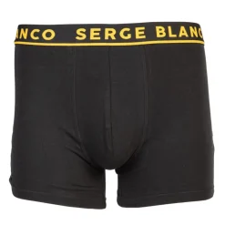 SERGE BLANCO Lot de 2 boxers uni et à motifs avec bordure colorée Homme JAUNE Clearance