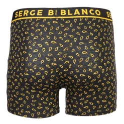 SERGE BLANCO Lot de 2 boxers uni et à motifs avec bordure colorée Homme JAUNE Clearance