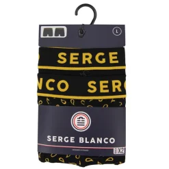 SERGE BLANCO Lot de 2 boxers uni et à motifs avec bordure colorée Homme JAUNE Clearance