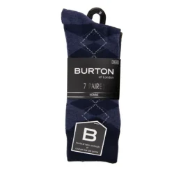 BURTON OF LONDON Lot de 7 chaussettes fantaisies kamalo Homme BLEU FONCE Hot