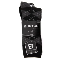 BURTON OF LONDON Lot de 7 chaussettes fantaisies kamalo Homme NOIR Online