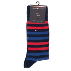 TOMMY HILFIGER Lot de 2 chaussettes rayées Homme BLEU FONCE Sale