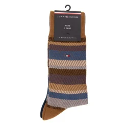 TOMMY HILFIGER Lot de 2 chaussettes rayées Homme MARRON Clearance