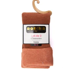 RODIER Lot de 2 chaussettes unies Femme ORANGE Outlet