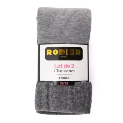 RODIER Lot de 2 chaussettes unies Femme GRIS Sale