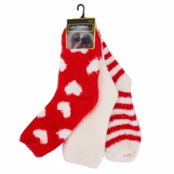 LES PETITES...PARIS Lot de 3 cosy chaussettes clodette Femme ROUGE Sale