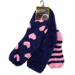 LES PETITES...PARIS Lot de 3 cosy chaussettes clodette Femme BLEU FONCE Clearance