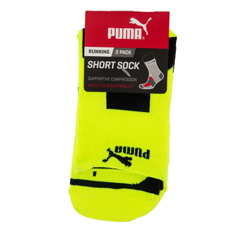 PUMA Lot de 2 paires de chaussettes 171012001 noir / Mixte JAUNE Hot
