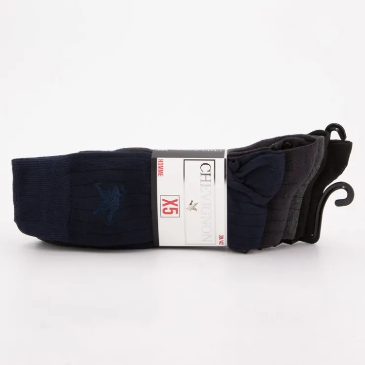 CHEVIGNON Lot de 5 paires de chaussettes chemsy multicolore BLEU FONCE Discount