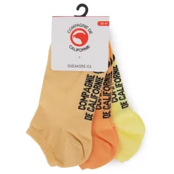 COMPAGNIE DE CALIFORNIE Lot de 3 paires de chaussettes mi haute pastel Femme ORANGE New