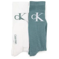 CALVIN KLEIN Lot de 2 paires de chaussettes Blanches & Grises Homme VERT Hot