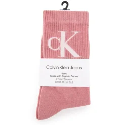CALVIN KLEIN Lot de 2 paires de chaussettes montantes Femme ROSE