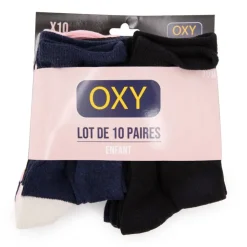 OXY Lot de 10 paires de chaussettes coton mélangé lorella Enfant MULTICOLORE Clearance