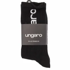 UNGARO Lot de 3 paires de chaussettes de tennis stretch Homme NOIR Discount