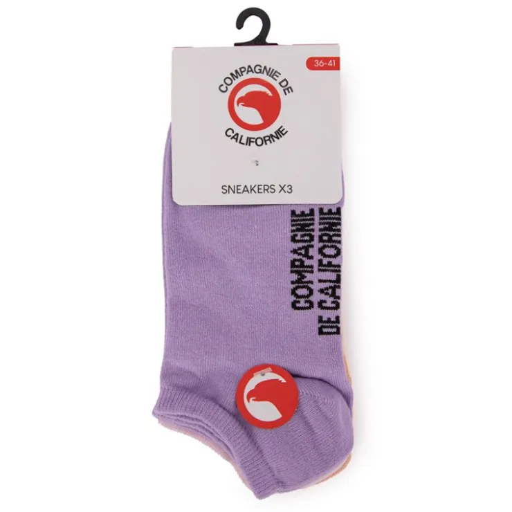 COMPAGNIE DE CALIFORNIE Lot de 3 paires de chaussettes mi haute pastel Femme VIOLET Clearance