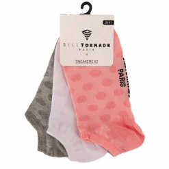 BILL TORNADE Lot de 3 paires de chaussettes fantaisies t36/41 11088 Femme ROSE Outlet