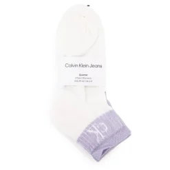 CALVIN KLEIN Lot de 2 paires de chaussettes Blanches & Lilas Femme VIOLET CLAIR Clearance