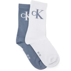 CALVIN KLEIN Lot de 2 paires de chaussettes montantes Femme BLEU Discount