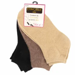 ETINCELLE Lot de 3 paires de chaussettes Claudinette Femme BEIGE New