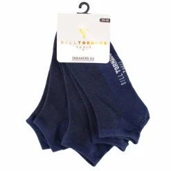 BILL TORNADE Lot de 3 paires de socquettes en coton Homme BLEU FONCE New
