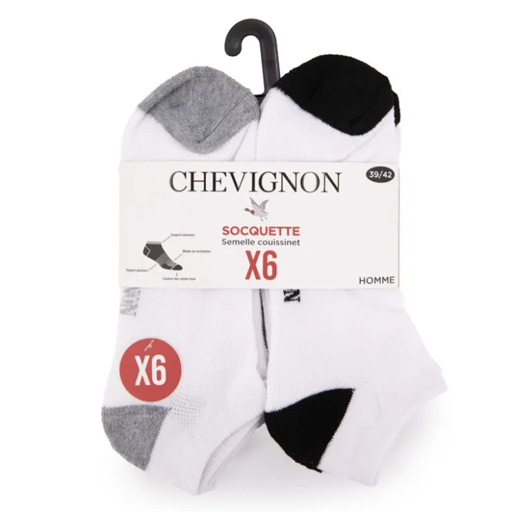 CHEVIGNON Lot de 6 paires de socquettes Dali Bicolores Homme BLANC Best
