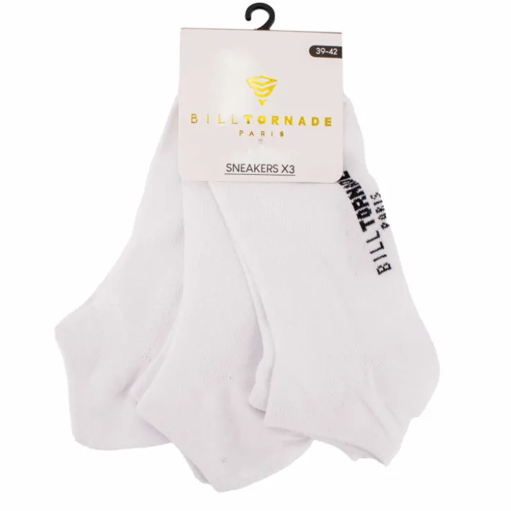 BILL TORNADE Lot de 3 paires de socquettes en coton Homme BLANC Sale