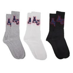 AMERICAN COLLEGE Lot x3 chaussettes logo cheville Homme MULTICOLORE New