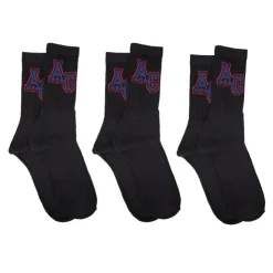 AMERICAN COLLEGE Lot x3 chaussettes logo cheville Homme NOIR Hot
