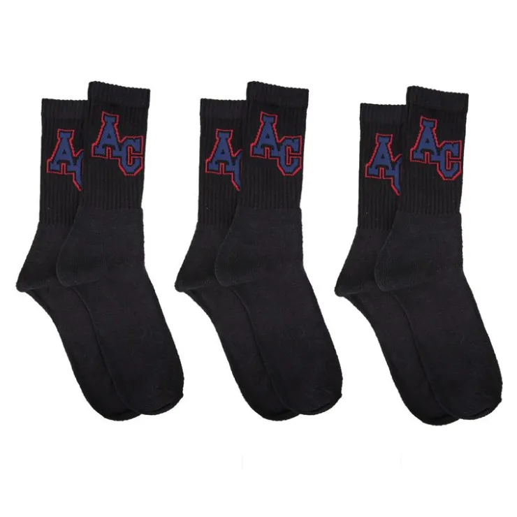 AMERICAN COLLEGE Lot x3 chaussettes logo cheville Homme NOIR Hot