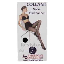 AMERICAN COLLEGE Lot x2 collants voile Femme NOIR Discount