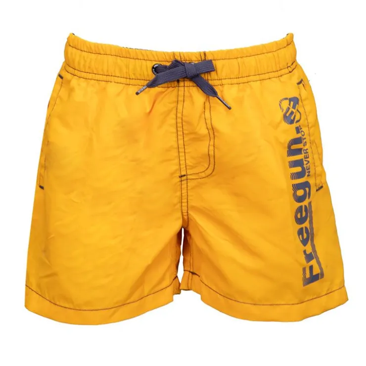 FREEGUN Maillot de bain qhort avec élastique surpiqures colorées Enfant JAUNE Outlet