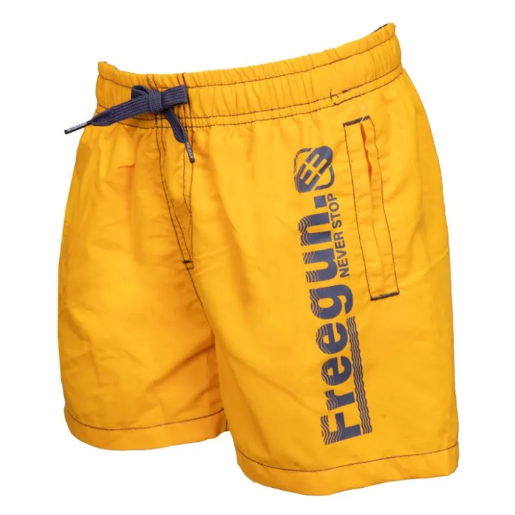 FREEGUN Maillot de bain qhort avec élastique surpiqures colorées Enfant JAUNE Outlet