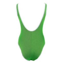 PUMA Maillot de bain une pièce à rayures fluo logo noir Femme VERT New
