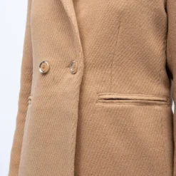 DEELUXE 74 Manteau droit camel tanya col à revers Femme MARRON CLAIR New