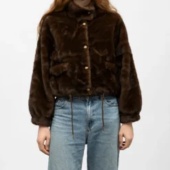 GOLD AND SILVER Manteau fourrure coffee h25best f Femme MARRON Online