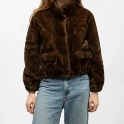 GOLD AND SILVER Manteau fourrure coffee h25bina f Femme MARRON Best