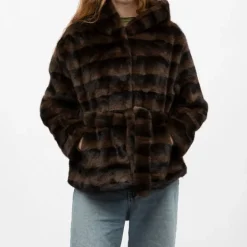 GOLD AND SILVER Manteau fourrure white h25bonbo Femme MARRON FONCE Hot