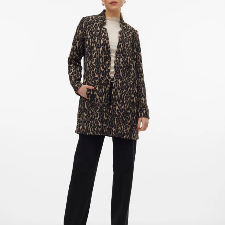 VERO MODA Manteau Katrine à motif léopard col V Femme NOIR Best