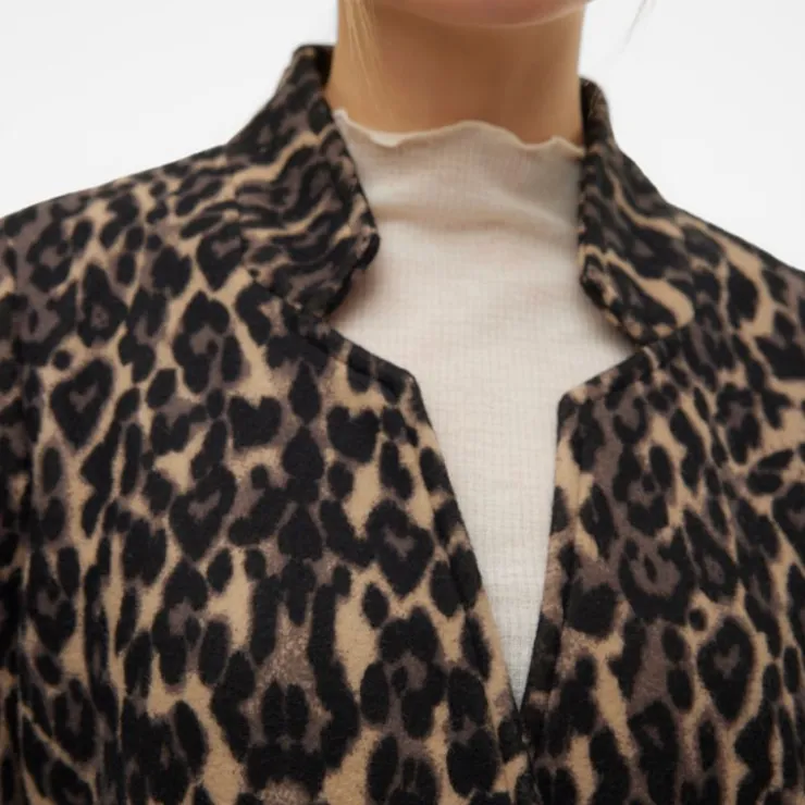 VERO MODA Manteau Katrine à motif léopard col V Femme NOIR Best