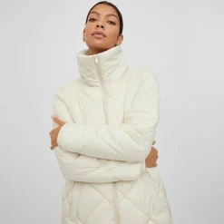 VILA Manteau matelassé avec col haut viadaya noos 14074434 4139 Femme BLANC ECRU Online