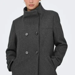 ONLY Manteau mi long blake col à revers Femme GRIS Outlet