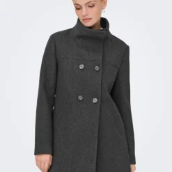 ONLY Manteau mi long blake col à revers Femme GRIS Outlet