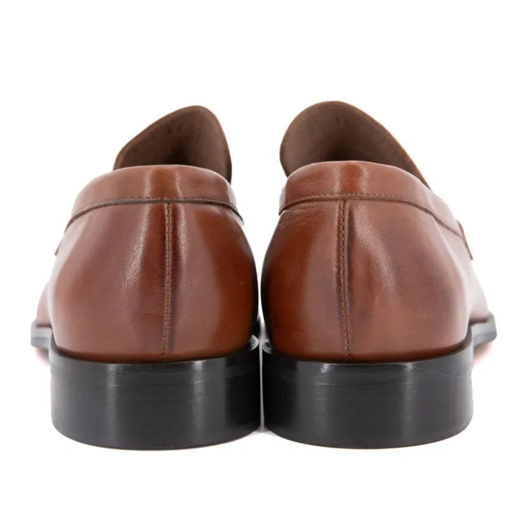 PIERRE CARDIN Mocassin cuir lisse couleur unie Homme MARRON