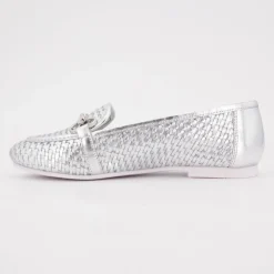 US POLO Mocassin cuir tissé cherry avec boucle Femme ARGENT Discount