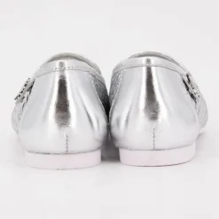 US POLO Mocassin cuir tissé cherry avec boucle Femme ARGENT Discount