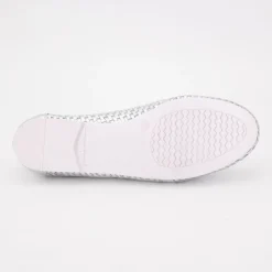 US POLO Mocassin cuir tissé cherry avec boucle Femme ARGENT Discount