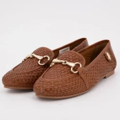 US POLO Mocassin cuir tissé cherry avec boucle Femme MARRON Sale