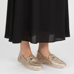 US POLO Mocassin cuir tissé cherry avec boucle Femme OR Online