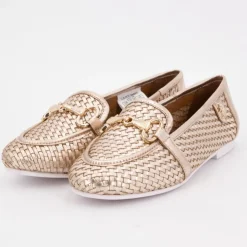 US POLO Mocassin cuir tissé cherry avec boucle Femme OR Online